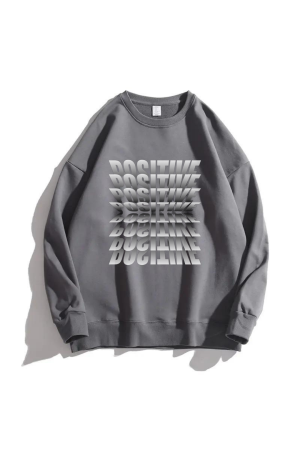 Vesla Wear 3 İplik Premium Oversize Baskılı Sweatshirt Gri 