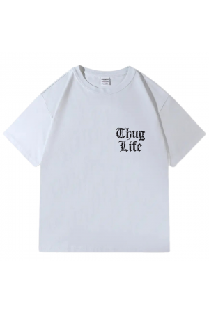 Vesla Wear Thug Life Baskılı Oversize %100 Pamuk T-shirt